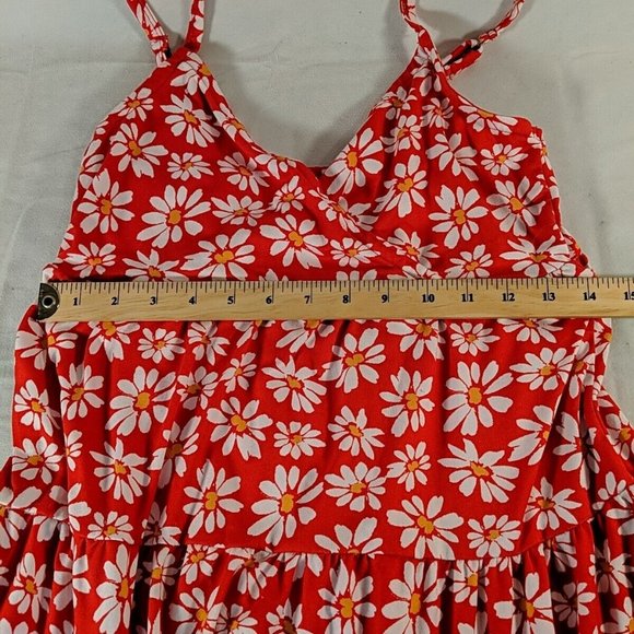 Hollister Red Daisy Sundress Ruffle Dress Sleeveless Floral Flower Women Small S - Picture 7 of 12